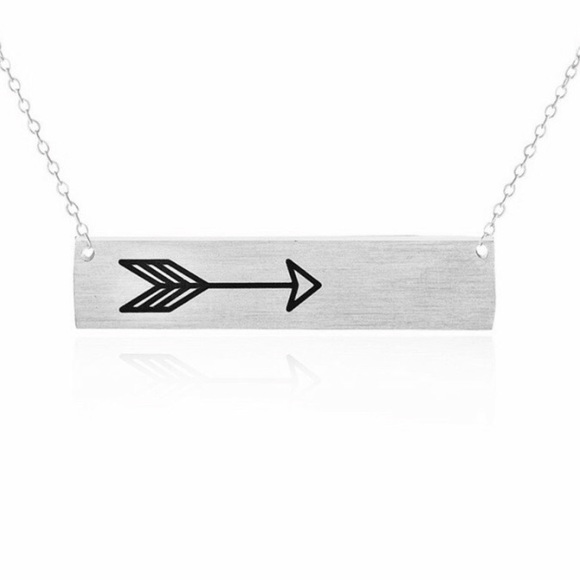 STAINLESS STEEL Silver bar arrow boho necklace - Picture 2 of 6